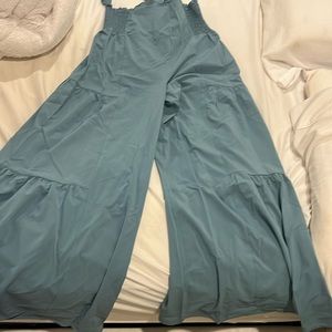 Breezeful High Waisted Plicated Wide Leg Flowy Pants Halra